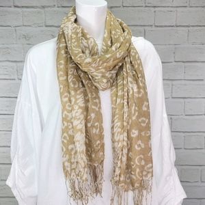 Taleen Animal Print Fringe Scarf